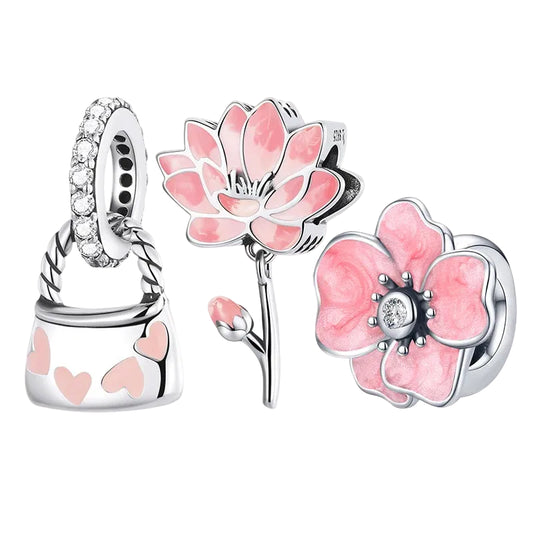 BAMOER Charm Pendente Fiore di Loto in Argento Sterling 925