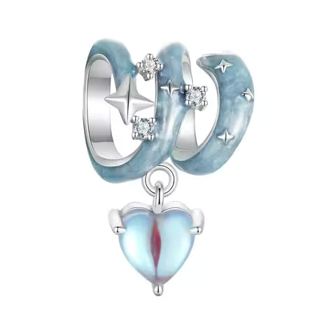 Charm Butterfly cuore flower rosa o azzurro