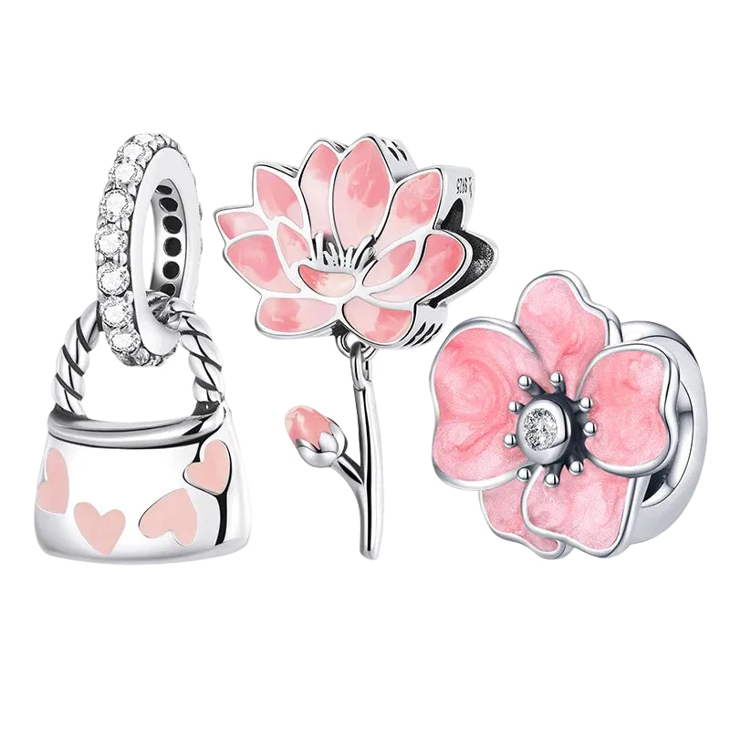BAMOER Charm Pendente Fiore di Loto in Argento Sterling 925