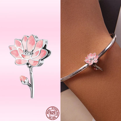 BAMOER Charm Pendente Fiore di Loto in Argento Sterling 925