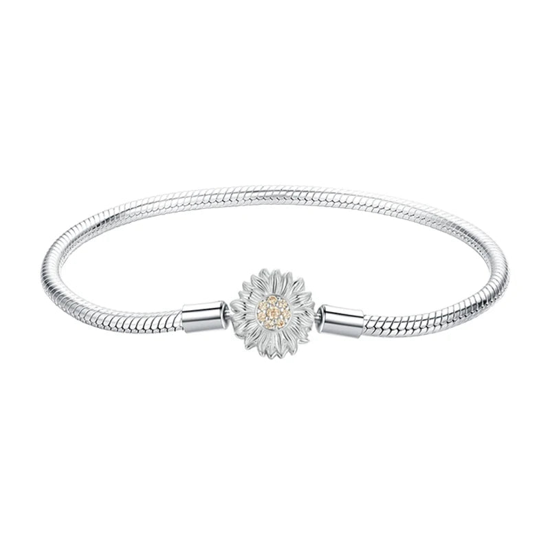 Sterling Silver Snake Chain Bracelet White Gold Plated Charm DIY