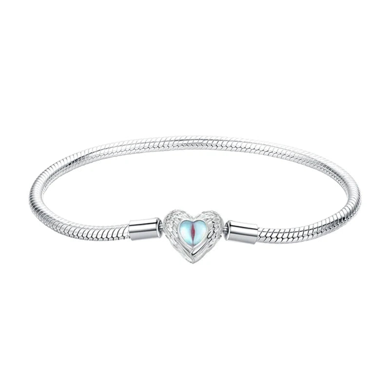 925 Sterling Silver Snake Chain Bracelet White Gold Plated Charm DIY
