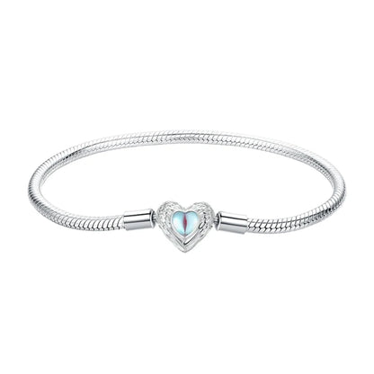 925 Sterling Silver Snake Chain Bracelet White Gold Plated Charm DIY