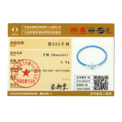 Bracciale Portafortuna in Argento 925 con Quadrifoglio e Vera Pelle a Tre Colori da Donna