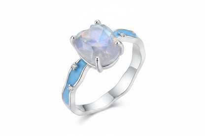 BAMOER Anello Aurora in Argento Sterling 925 Pietra Viola da Donna