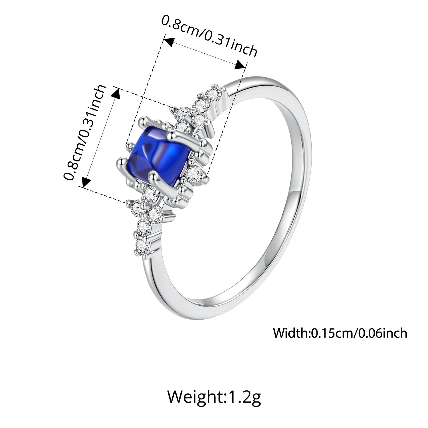 Anello in Argento Sterling 925 con Spinello Blu e Zirconi per Donna