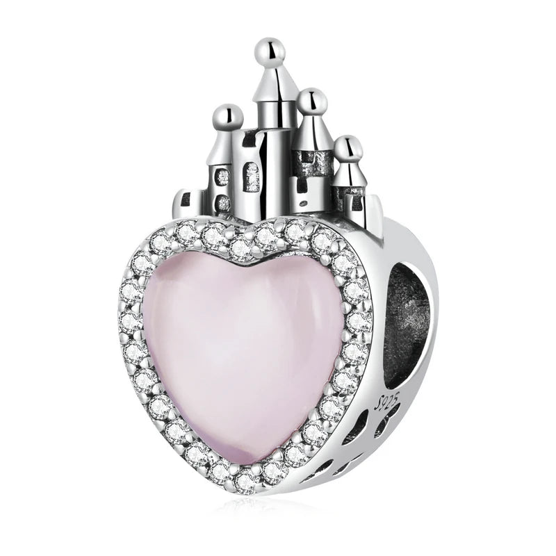 925 Sterling Silver Heart Charm Bead with Colorful Zirconia for DIY Bracelet