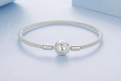 925 Sterling Silver Moon and Stars Charm Bracelet for Women