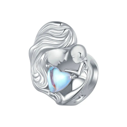 925 Sterling Silver Heart Charm Bead with Colorful Zirconia for DIY Bracelet
