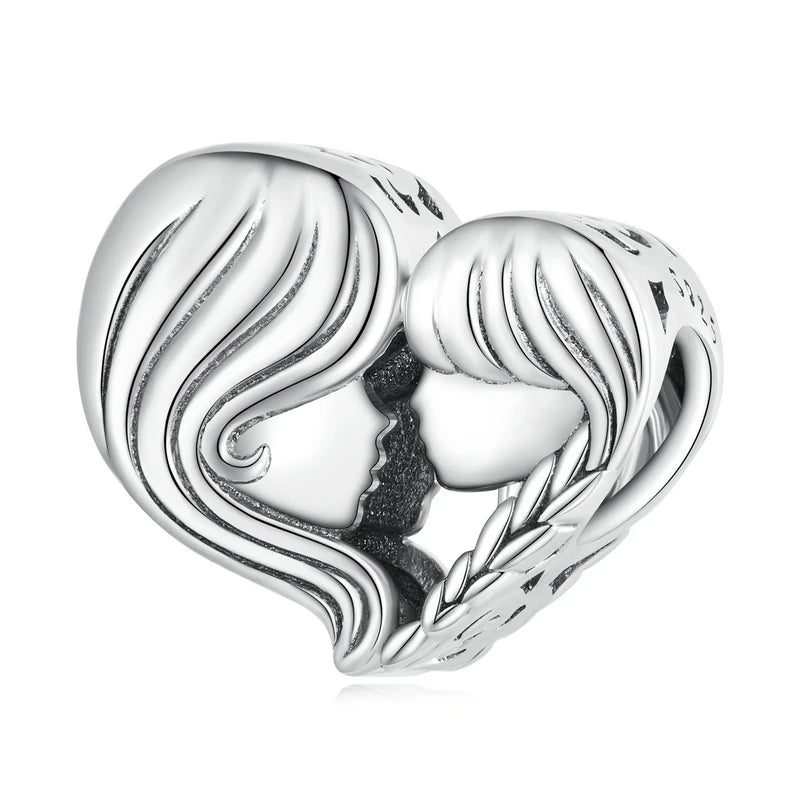 925 Sterling Silver Heart Charm Bead with Colorful Zirconia for DIY Bracelet
