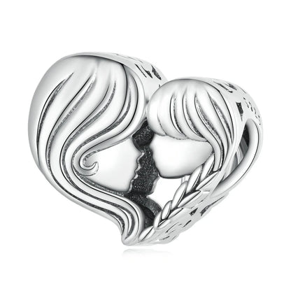 925 Sterling Silver Heart Charm Bead with Colorful Zirconia for DIY Bracelet