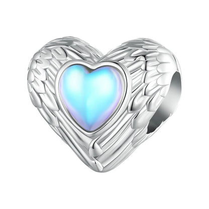 925 Sterling Silver Heart Charm Bead with Colorful Zirconia for DIY Bracelet