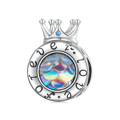 925 Sterling Silver Heart Charm Bead with Colorful Zirconia for DIY Bracelet