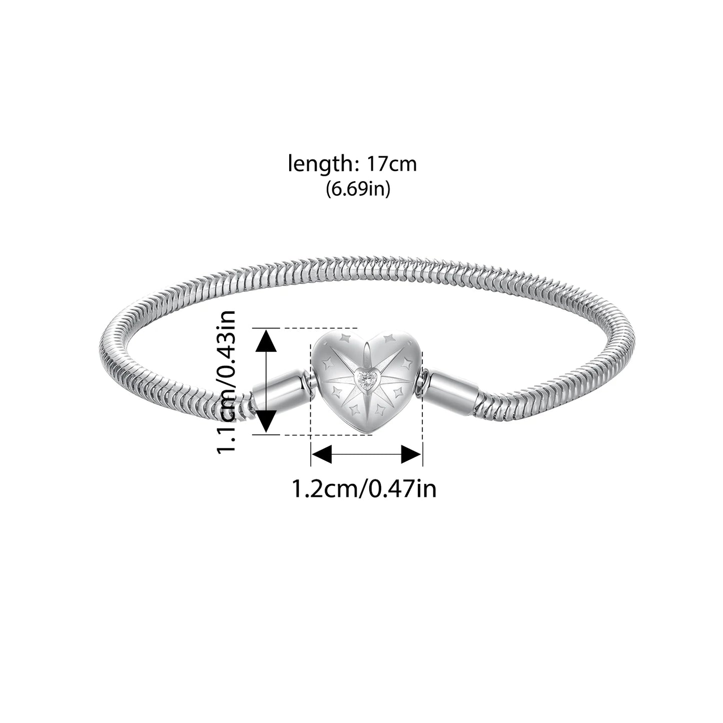 BAMOER 925 Sterling Silver Starburst Snake Chain Charm Bracelet for Women