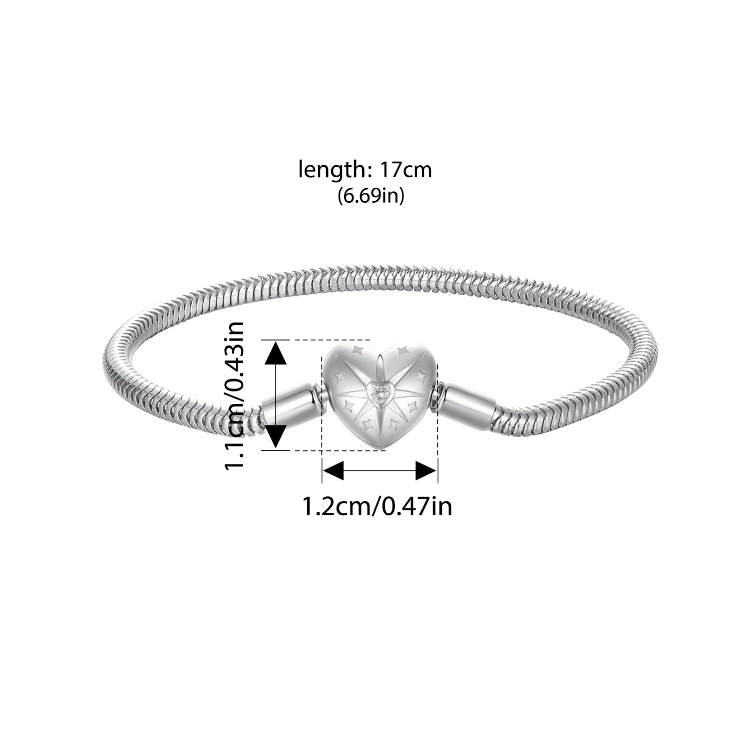 BAMOER 925 Sterling Silver Starburst Snake Chain Charm Bracelet for Women
