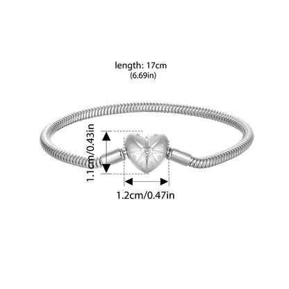 BAMOER 925 Sterling Silver Starburst Snake Chain Charm Bracelet for Women
