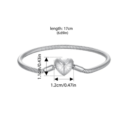 BAMOER 925 Sterling Silver Starburst Snake Chain Charm Bracelet for Women