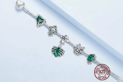 BAMOER 925 Sterling Silver Starburst Snake Chain Charm Bracelet for Women