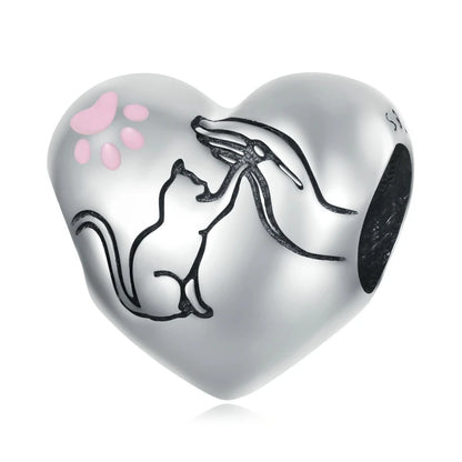 925 Sterling Silver Heart Charm Bead with Colorful Zirconia for DIY Bracelet