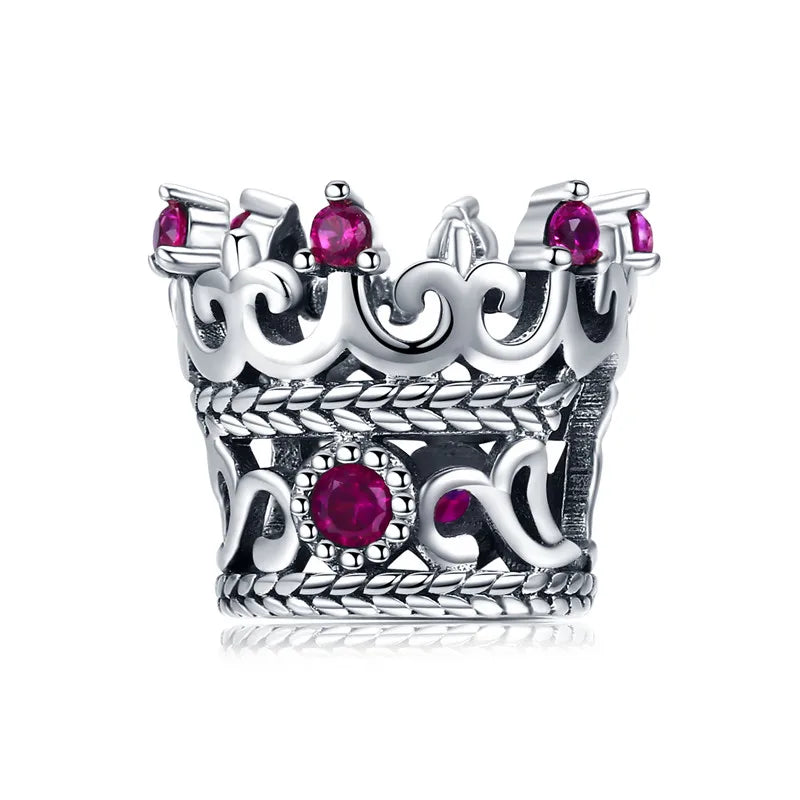 925 Sterling Silver Heart Charm Bead with Colorful Zirconia for DIY Bracelet