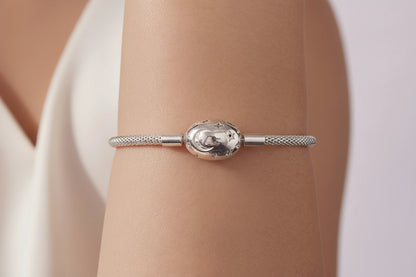 925 Sterling Silver Moon and Stars Charm Bracelet for Women