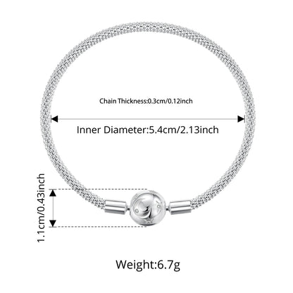 925 Sterling Silver Moon and Stars Charm Bracelet for Women