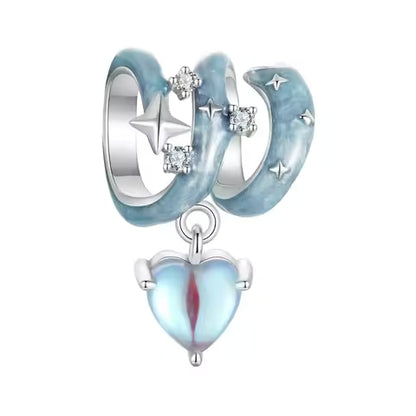 Charm Butterfly cuore flower rosa o azzurro