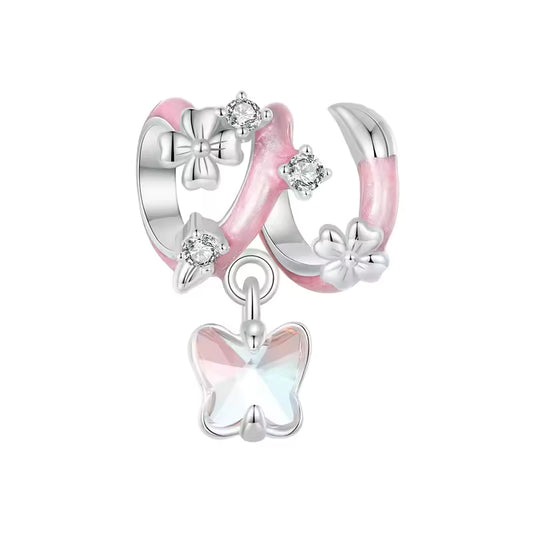 Charm Butterfly cuore flower rosa o azzurro