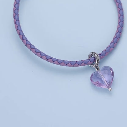 Bracciale Portafortuna in vera pelle, tre Colori disponibili con quadrifoglio d'argento 925